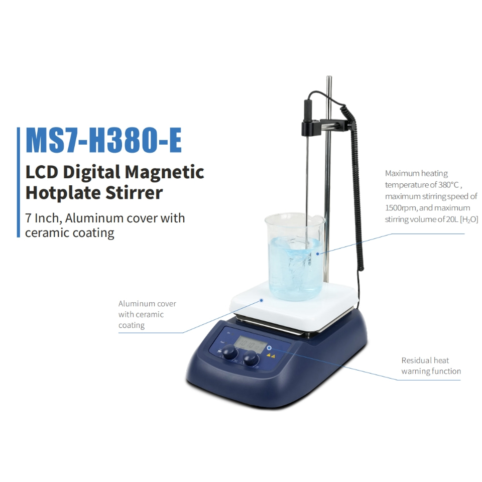 Lab Magnetic Stirrer Hot Plate - MS7-H380-E Labor-Magnetrührer mit Heizplatte, PT1000-Sensor, Überhitzungsschutz