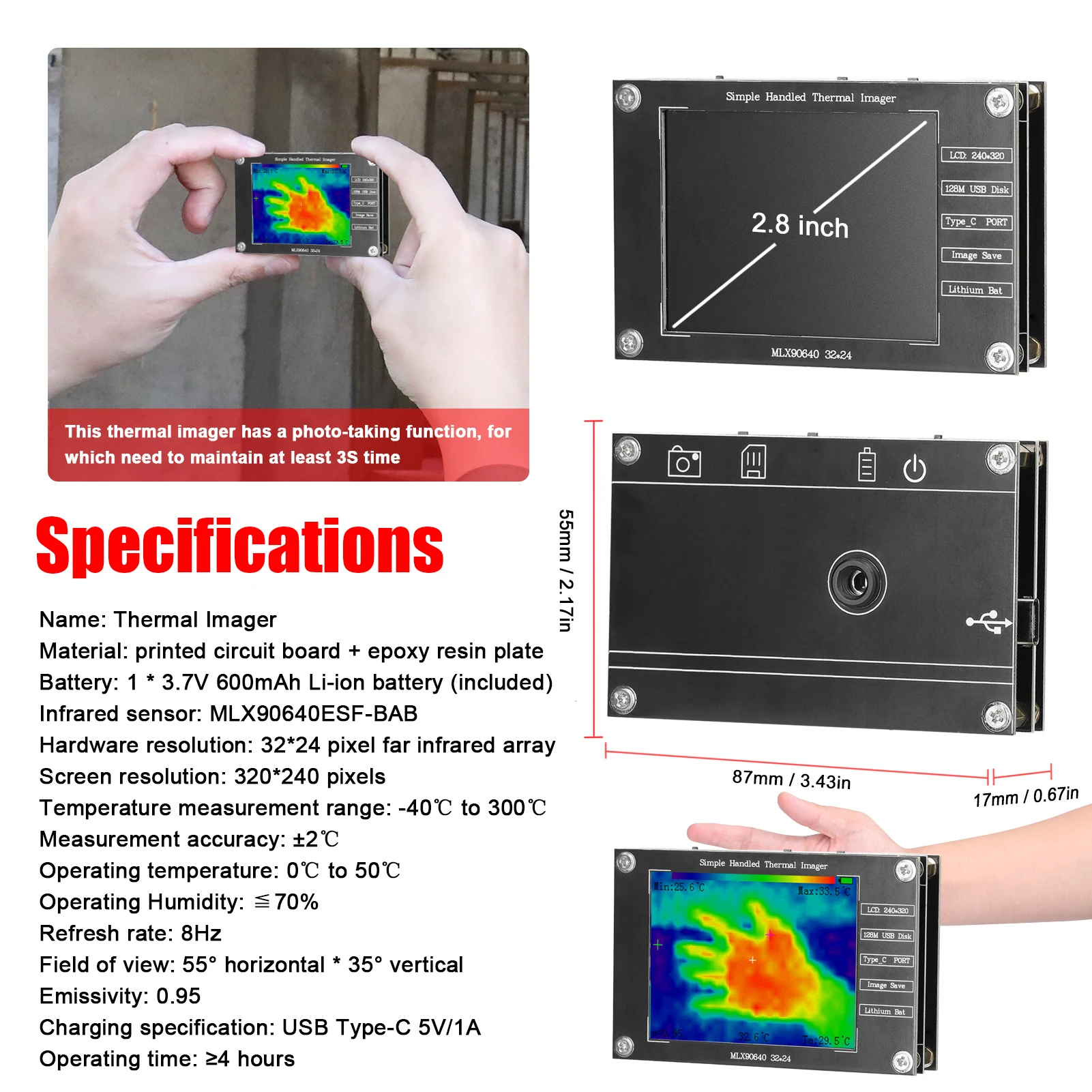 32*24 Wärmebildkamera -40°C ℃  – Thermal Imaging Camera Pcb Repair Bewertung und Preis